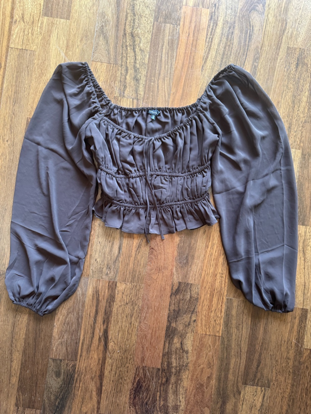 Dynamite Smocked Off-Shoulder Blouse - Brown